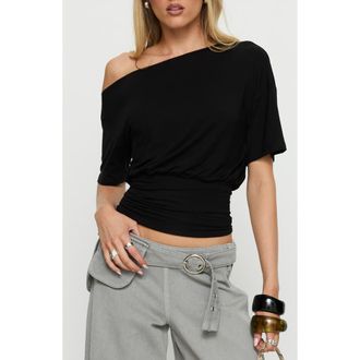 Princess Polly Ashlinn Off the Shoulder Drapey Top in Black at Nordstrom, Size 12