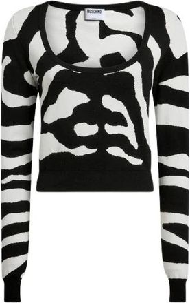 Moschino Ingelegde trui - Dames - Ronde hals truien - Zwart - XS - Truien & Vesten