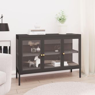 Berkfield Home Sideboard Anthracite 105x35x70 cm Steel & Glass in Black | Size: 105 x 35 x 70 cm