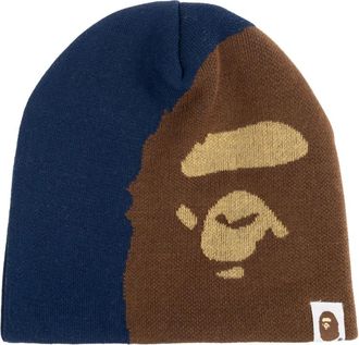 A Bathing Ape Beanies, male, Blue, Size: ONE SIZE Logo Beanie
