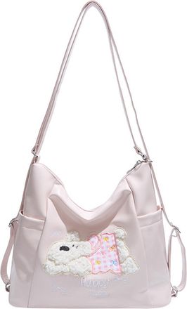 Generic PU Leather Tote Bag Adjustable Underarm Bag Backpack for Women Travel (Pink)