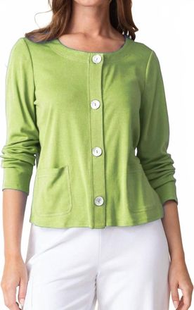 Habitat Cozy Rib Throw On Cardi In Leaf