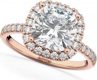 Allurez Cushion Cut Halo Lab Grown Diamond Engagement Ring 14k Rose Gold (2.55ct)