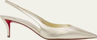 Christian Louboutin 60mm Miss Z Metallic Leather Slingback Pumps