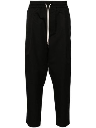 Drôle de Monsieur drawstring twill cropped trousers - Black