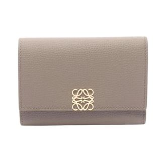 Loewe Pre-owned Wallets, female, Gray, Size: ONE SIZE Pre-owned Anagram Vertical Wallet Small tri fold wallet