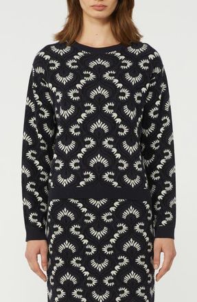 Max Mara Abstract Print Crewneck Sweater in Navy at Nordstrom, Size X-Large