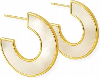 Ellie Vail Womens Dua Mother Of Pearl Medium Hoop Earring In Gold