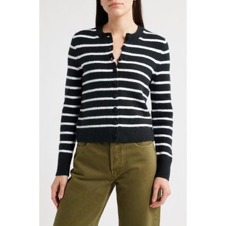 Madewell Kensington Cardigan in White And Black Stri at Nordstrom Rack, Size Xx-Large