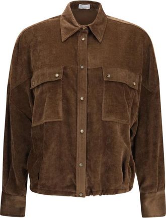 Brunello Cucinelli Brown Oversized Textured Shirt