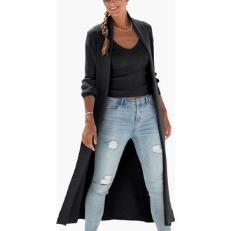 Lascana Womens Long Knit Cardigan in Black at Nordstrom, Size 6