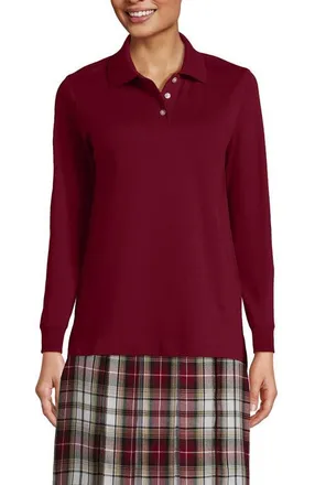 Lands End School Uniform Long Sleeve Interlock Polo Shirt in Garnet at Nordstrom, Size X-Large