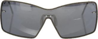 Frankie Morello Zwarte Metallic Fiber Shield Zonnebril - Dames - Zonnebrillen - Grijs - ONE Size - Accessoires