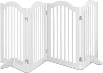 Relaxdays Relaxdays - Barrera Seguridad Perros, Valla Mascotas, Sin Taladrar, 4 Paneles, 70x205,5cm, Con Patas, Plegable, Blanca