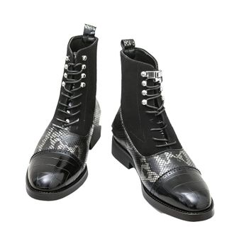 Generic Mens Low Block Heel Short Boots Lace Up Casual Boots Pointed Toe PU Leather Office Dress Shoes,Black,7.5 UK