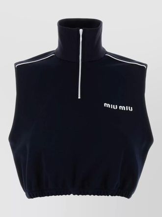 Miu Miu high neck polyester blend top elastic
