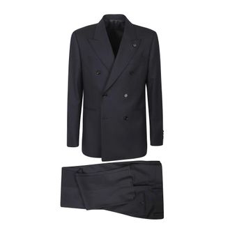 Lardini Double Breasted Suits, male, Blue, 2XL, Feeling Suit