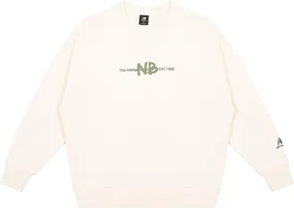 New Balance Logo Print Sweatshirt Asia Sizing White Green AMT13365-IV