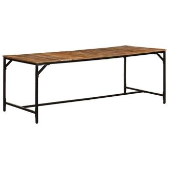 Berkfield Home Dining Table 200x100x75 cm Solid Wood Rough Mango in Brown | Size: 200 x 100 x 75 cm