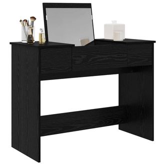 Berkfield Home Modern Dressing Table with Mirror Black Oak 100x45x76 cm | Size: 100 x 45 x 76 cm