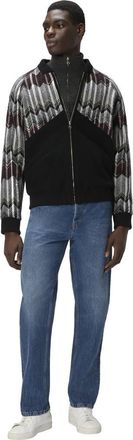 Missoni Bomber With Zigzag Insert In Wool Blend in Beige & Burgundy at Nordstrom, Size Xx-Large