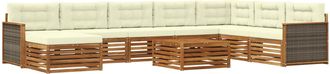vidaXL Conjunto De Sof&aacute;s De Exterior 9 Uds. Natural Y Crema Vidaxl