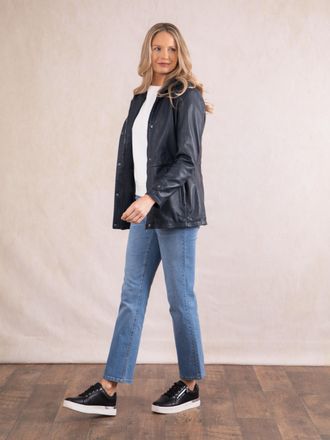 Lakeland Leather Womens Patterdale Hooded Coat in Navy - Size 18 UK