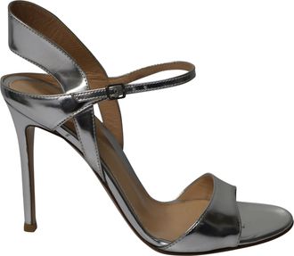 Gianvito Rossi Ankle Strap Sandals in Silver Leather