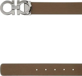 Ferragamo Leather Gancini Buckle Belt - Brown