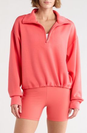 Zella Whisper Knit Half Zip Sweatshirt in Coral Sharon at Nordstrom Rack, Size X-Large