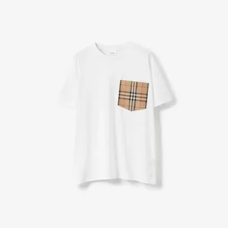 Burberry Check Pocket Cotton T-shirt, Size: XXXS