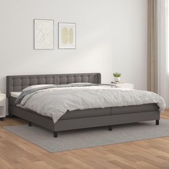 vidaXL Vidaxl - Cama Box Spring Con Colch&oacute;n Cuero Sint&eacute;tico Gris 200x200 Cm