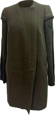Rick Owens Winter Swan Peacoat in Green Wool