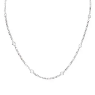 Seol + Gold Womens Sterling Silver CZ Bezel Curb Chain - One Size