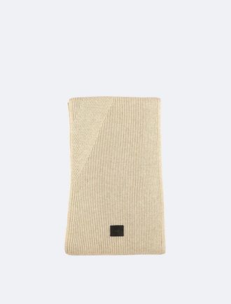 Calvin Klein Womens Solid Ribbed Scarf - Neutral