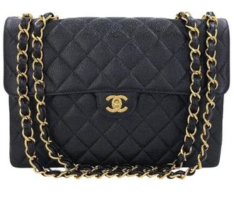 Chanel Black Vintage Caviar Leather Jumbo Flap Bag