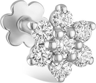 Maria Tash Diamond Flower Threaded Stud Earring in White Gold at Nordstrom, Size 5.5 Mm