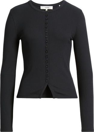 Frame Denim The Rib Splay Stretch Modal Cardigan in Black at Nordstrom, Size X-Small