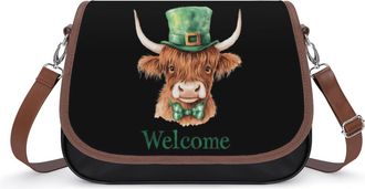 Generic Welcome St Patricks Day Higndland Cow Small Womens Crossbody Bags Shoulder Handbag with Adjustable Strap for Travel