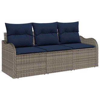 vidaXL Conjunto De Sof&aacute; De Jard&iacute;n 3 Uds. Gris Rat&aacute;n Sint&eacute;tico Vidaxl