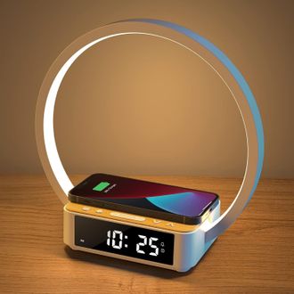 OEM L&aacute;mpara De Noche Led Con 1 Luz, Cargador Inal&aacute;mbrico, 3 Niveles De Brillo, Funci&oacute;n T&aacute;ctil Usb, Despertador Integrado, Ideal Para La Oficina O El Dormi