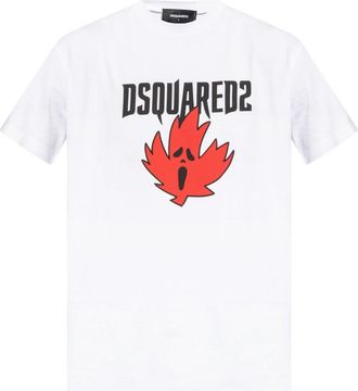 Dsquared2 Mens Ghost Maple Leaf Cool Fit White T-shirt Cotton - Size Medium
