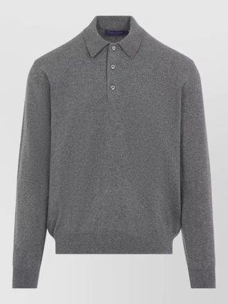 Ralph Lauren Purple Label cashmere fine-knit long-sleeve polo shirt