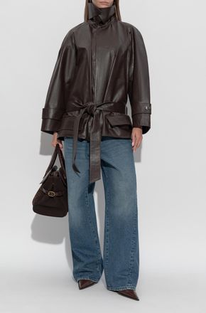 Victoria Beckham Leather Jacket, Womens, Brown