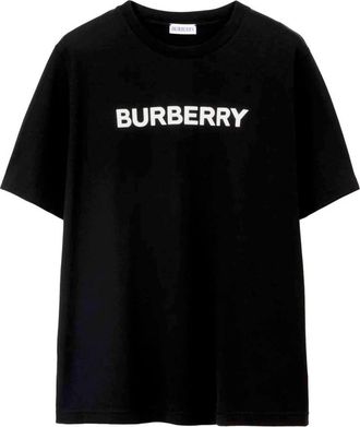 Burberry Monogram Print Cotton T-Shirt - Dames - T-shirts - Zwart - L - Katoen - Tops