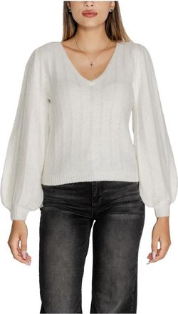 Guess Gestructureerde trui Herfst/Winter collectie - Dames - V-hals truien - Wit - L - Wol - Truien & Vesten