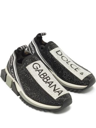 Dolce & Gabbana knitted crystal-embellished sneakers - Black