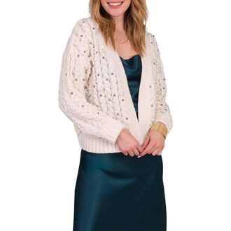 Saachi Faux Pearl Knit Cardigan in Ivory at Nordstrom Rack
