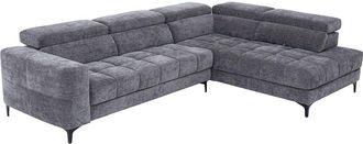 Vente-Unique Sof&aacute; rinconera derecha relax el&eacute;ctrico con asiento deslizante de tela antracita MONISO