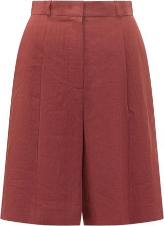 Max Mara Caravan Bermuda - Dames - Korte Broeken - Rood - M - Linnen - Korte Broeken